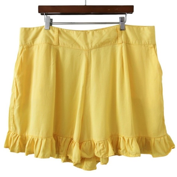 THE KEMIST Kemi K Ruffle Shorts Set 2 Piece Outfit Sunshine Yellow UK 22 US 18 - Picture 7 of 9